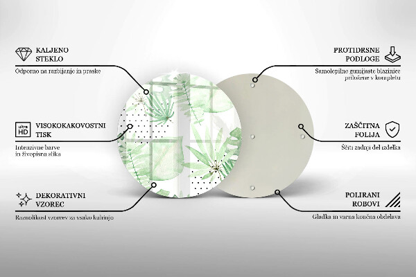 Tocător din sticlă Acuarelă frunze