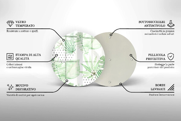 Tocător din sticlă Acuarelă frunze
