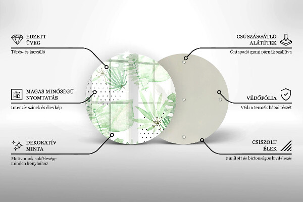 Tocător din sticlă Acuarelă frunze
