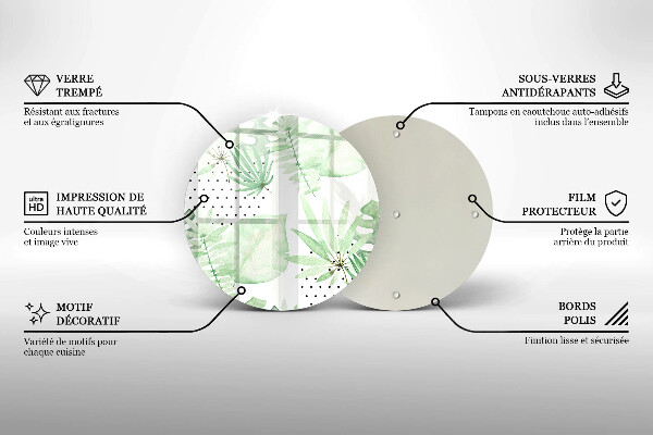 Tocător din sticlă Acuarelă frunze