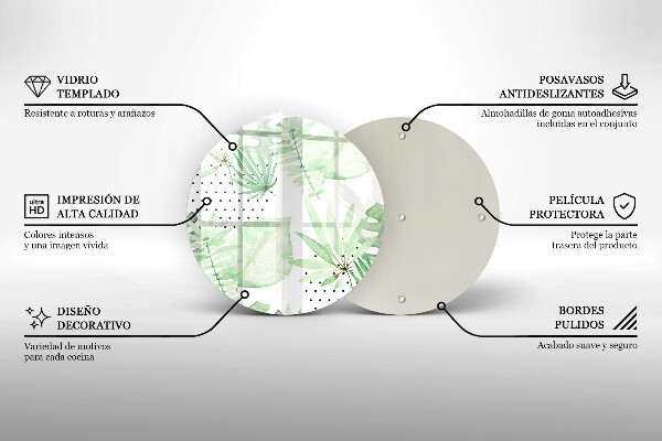 Tocător din sticlă Acuarelă frunze