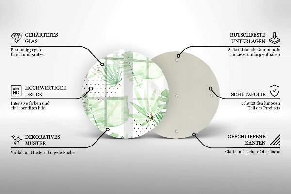 Tocător din sticlă Acuarelă frunze