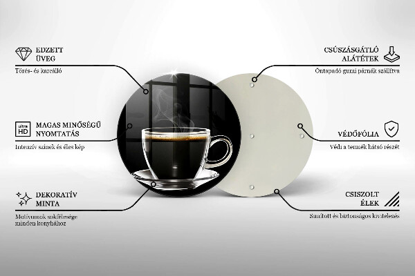 Tocător din sticlă Un pahar de cafea fierbinte