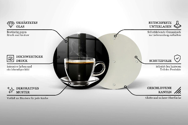 Tocător din sticlă Un pahar de cafea fierbinte