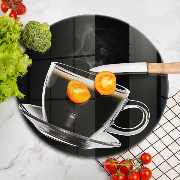 Tocător din sticlă Un pahar de cafea fierbinte