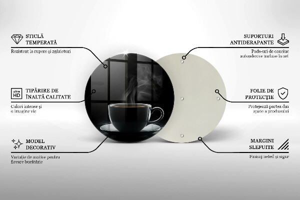 Tocător din sticlă ceașcă fierbinte de cafea