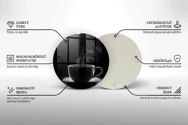 Tocător din sticlă ceașcă fierbinte de cafea