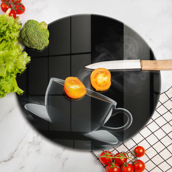 Tocător din sticlă ceașcă fierbinte de cafea