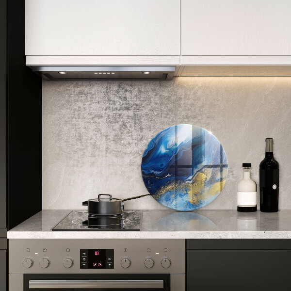 Tocător din sticlă Marmură albastră și aur