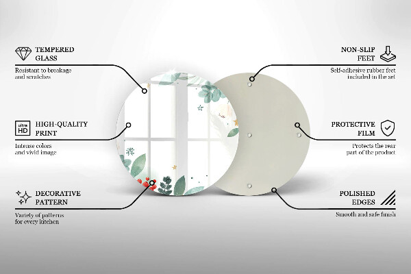 Tocător de bucătărie Acuarelă frunze