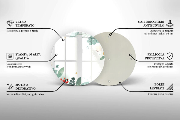 Tocător de bucătărie Acuarelă frunze