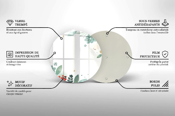 Tocător de bucătărie Acuarelă frunze