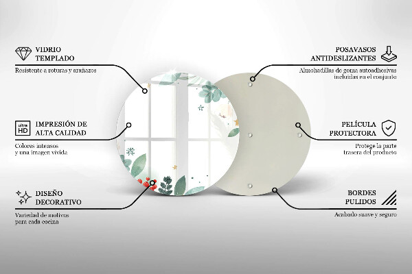 Tocător de bucătărie Acuarelă frunze