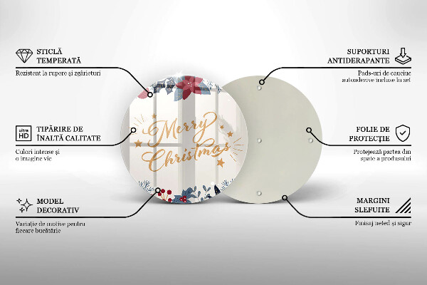 Tocător din sticlă Merry Christmas