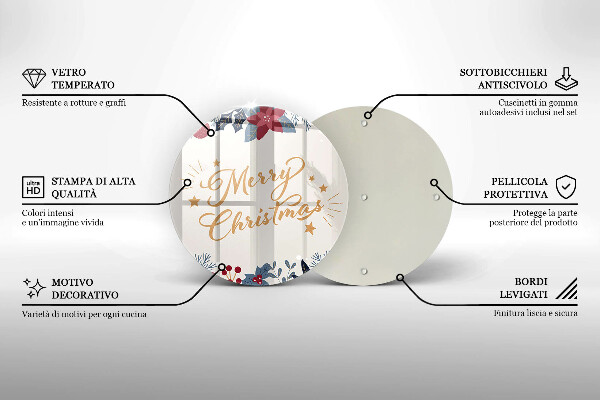 Tocător din sticlă Merry Christmas