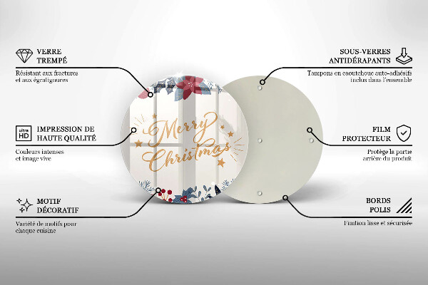 Tocător din sticlă Merry Christmas