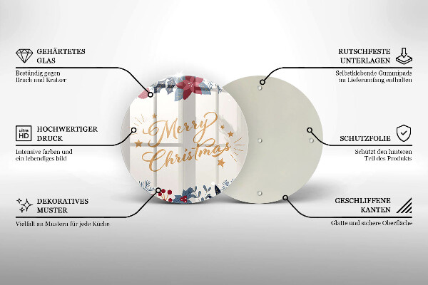 Tocător din sticlă Merry Christmas