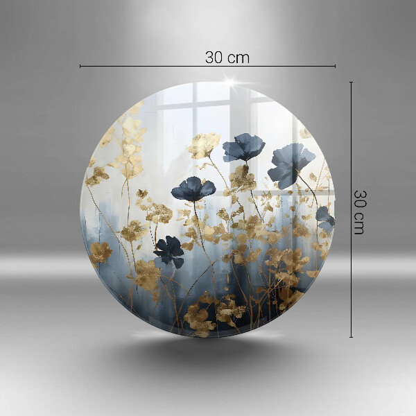 Tocător din sticlă Flori albastre și aurii