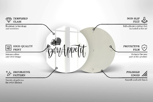 Tocător din sticlă Inscripție Bon appetit