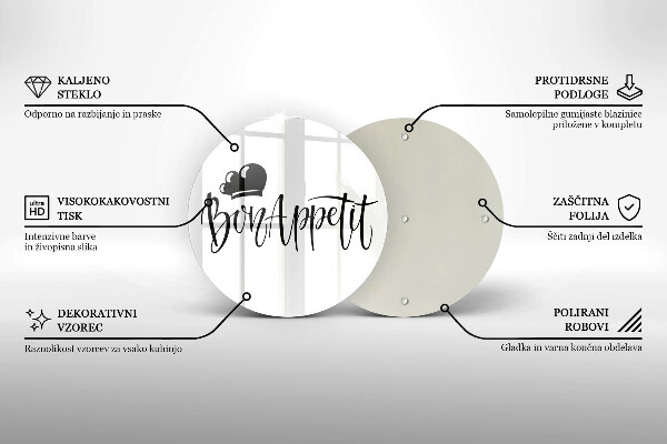 Tocător din sticlă Inscripție Bon appetit