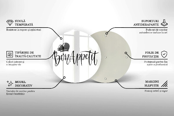 Tocător din sticlă Inscripție Bon appetit