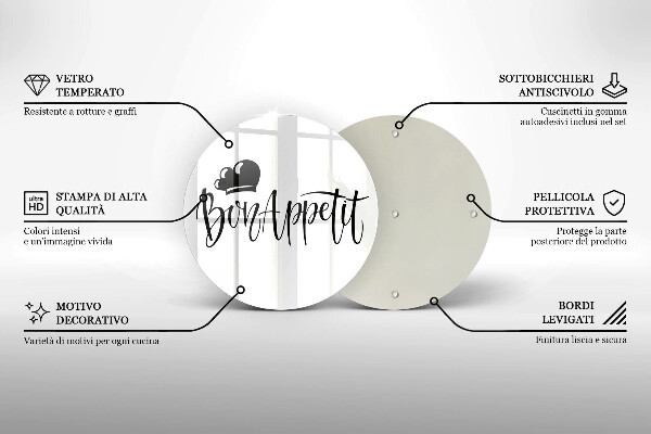 Tocător din sticlă Inscripție Bon appetit