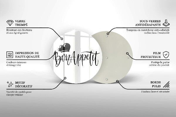 Tocător din sticlă Inscripție Bon appetit