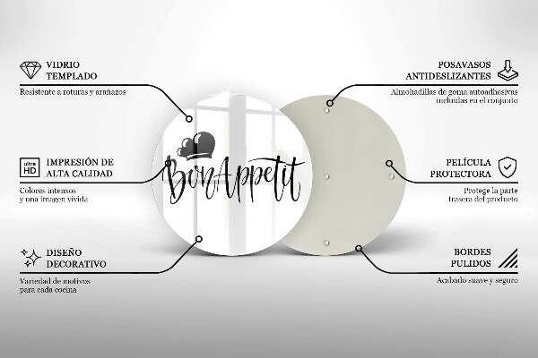 Tocător din sticlă Inscripție Bon appetit