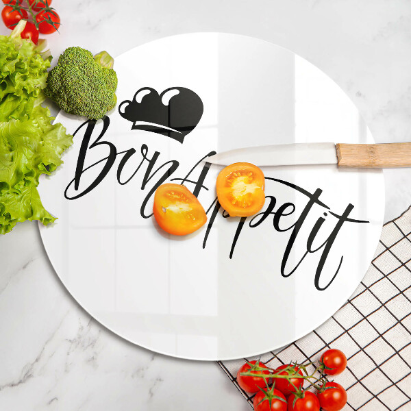Tocător din sticlă Inscripție Bon appetit