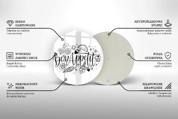 Tocător din sticlă Inscripție Bon appetit