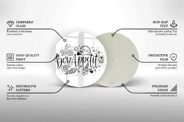 Tocător din sticlă Inscripție Bon appetit