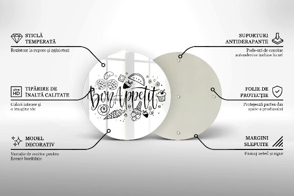 Tocător din sticlă Inscripție Bon appetit