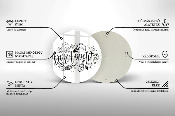 Tocător din sticlă Inscripție Bon appetit