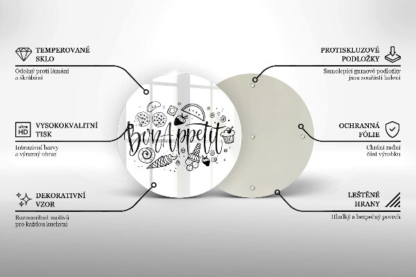 Tocător din sticlă Inscripție Bon appetit