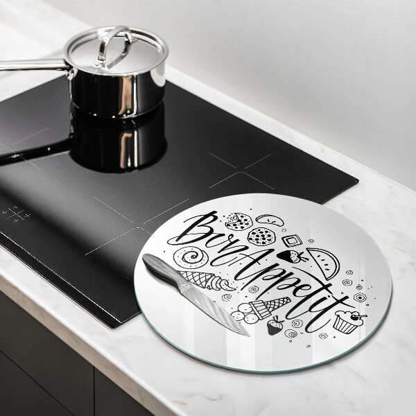 Tocător din sticlă Inscripție Bon appetit