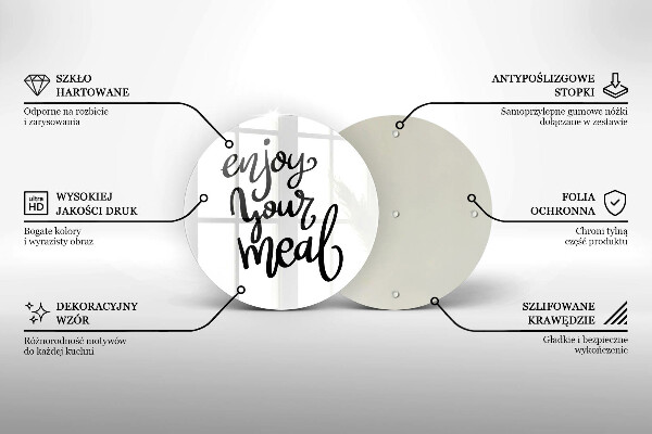 Tocător din sticlă Enjoy your meal