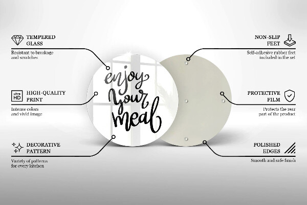 Tocător din sticlă Enjoy your meal