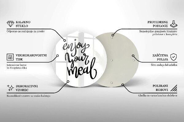 Tocător din sticlă Enjoy your meal