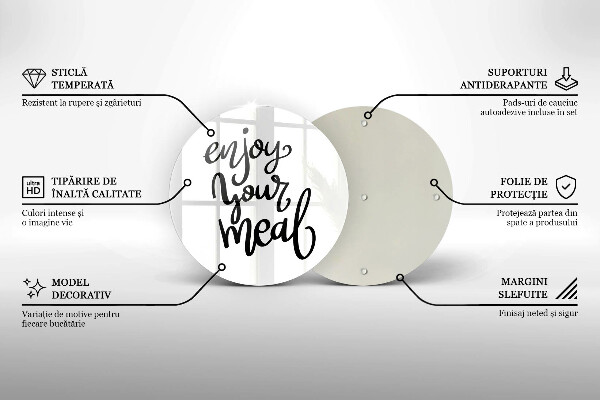 Tocător din sticlă Enjoy your meal