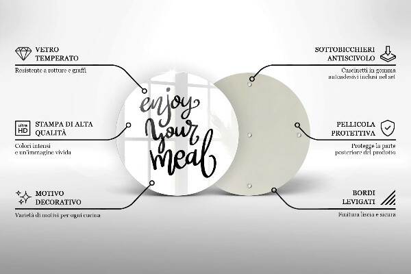 Tocător din sticlă Enjoy your meal