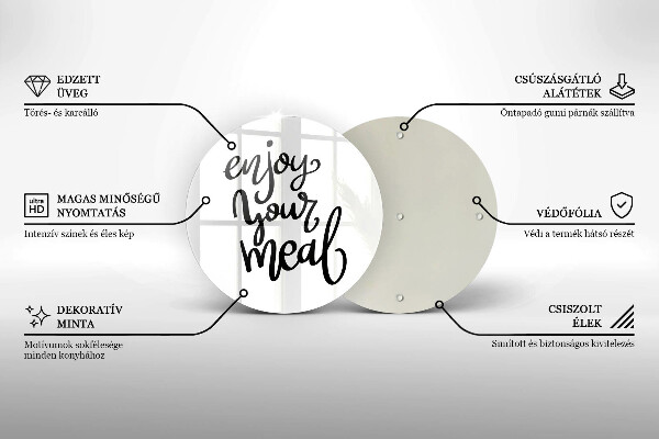 Tocător din sticlă Enjoy your meal