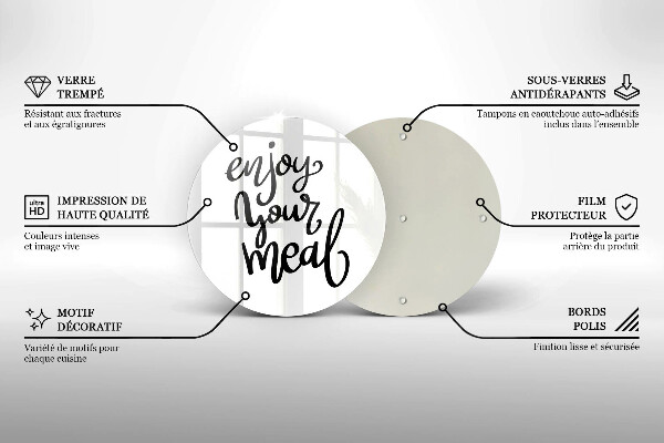 Tocător din sticlă Enjoy your meal