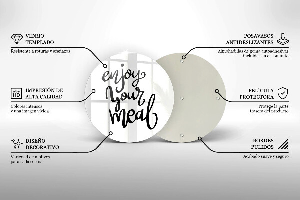 Tocător din sticlă Enjoy your meal