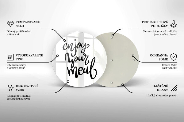 Tocător din sticlă Enjoy your meal