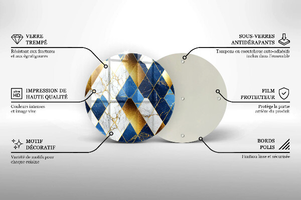 Tocător de bucătărie Romburi de marmură aurie