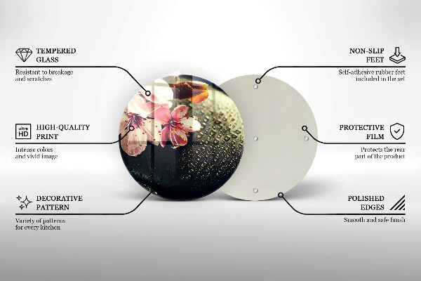 Tocător de bucătărie Flori pietre zen