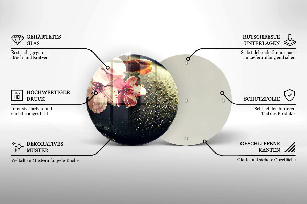 Tocător de bucătărie Flori pietre zen