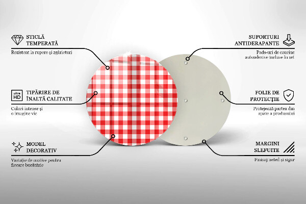 Tocător de bucătărie Model în carouri roșu și alb