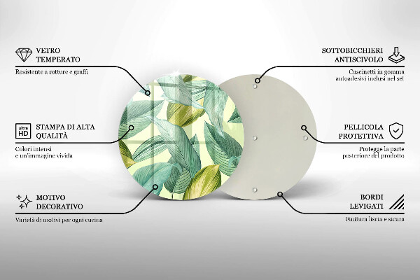 Tocător de bucătărie Frunze tropicale verzi