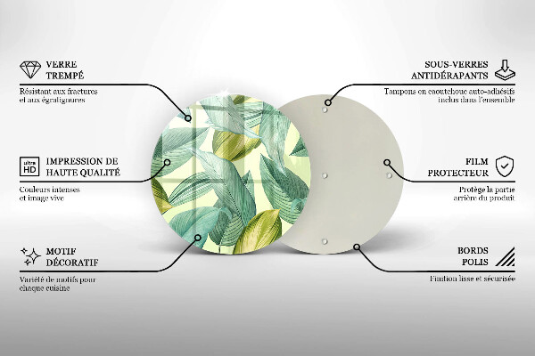 Tocător de bucătărie Frunze tropicale verzi